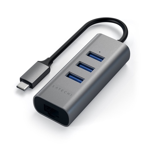 Satechi USB-C hubb av aluminium - 3 portar USB 3.0 + Nätverk