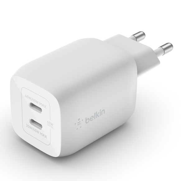 Belkin 65W PD PPS Dual USB-C GaN laddare