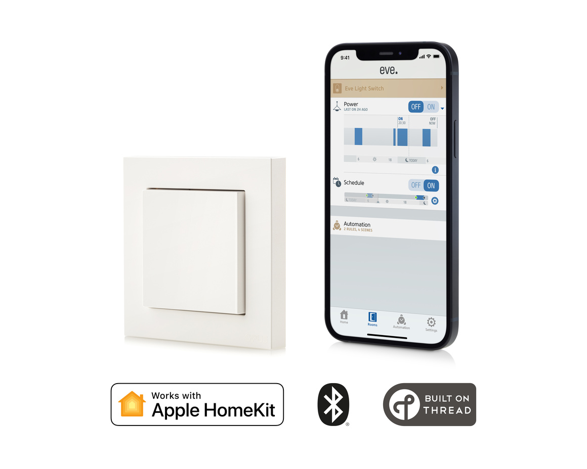 Eve - Light Switch Connected Wall Switch HomeKit (SE/NO standard compatible)