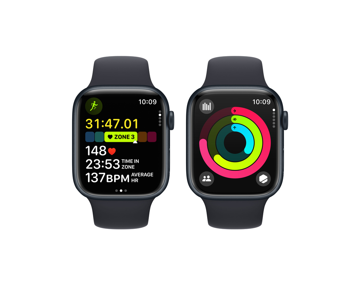 Apple Watch Series 9 Aluminiumboett Midnatt 45mm GPS + Cellular S/M
