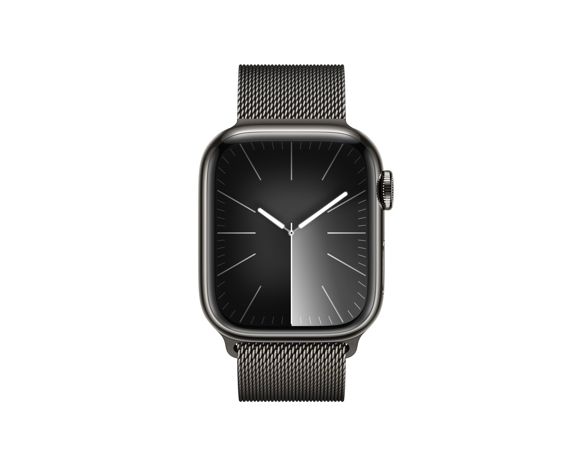 Apple Watch Series 9 Rostfri Stålboett med Milanesisk Loop