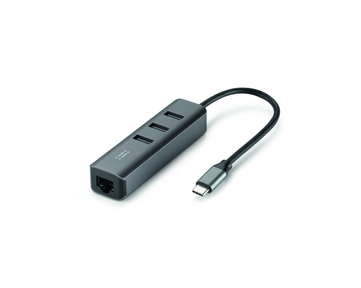 C&C - Link USB-C Hub med 3 USB-A-portar och Ethernet-port