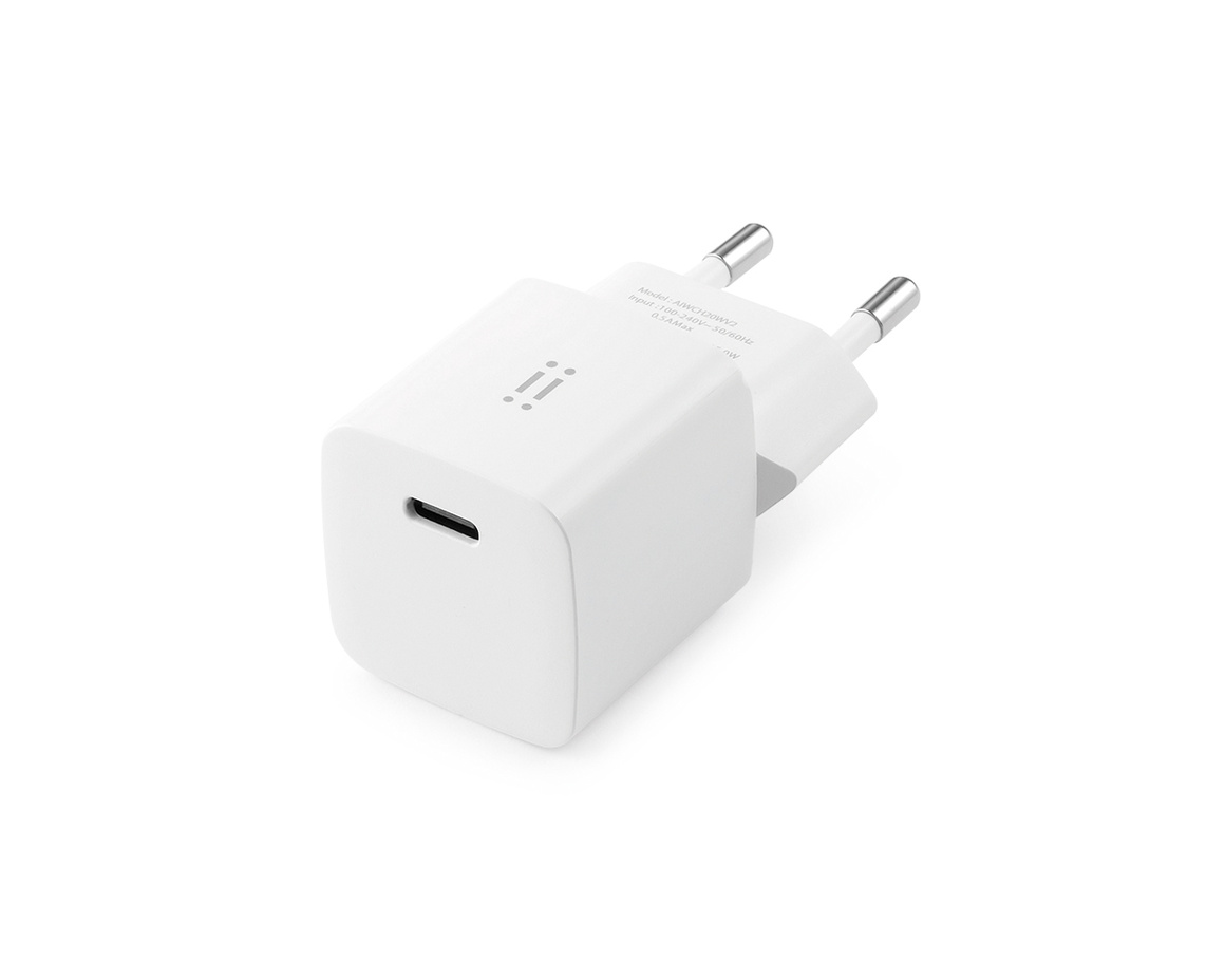 C&C - 20W PD GaN USB-C väggladdare för snabbladdning + USB-C - USB-C kabel 1m